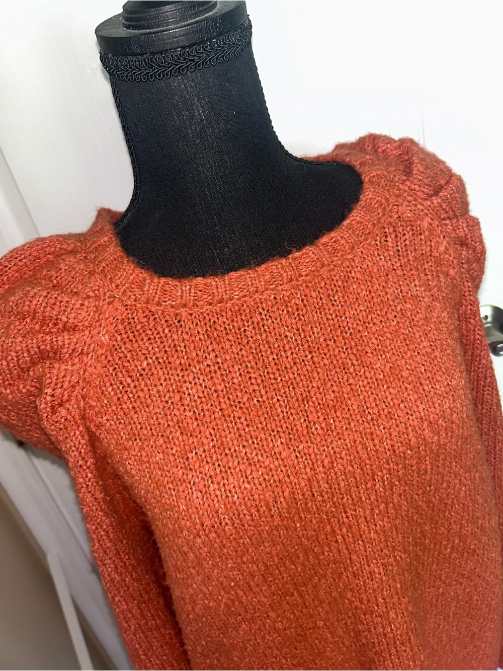 Rust Orange Puff-Sleeve Women's Sweater Lauren Conrad
